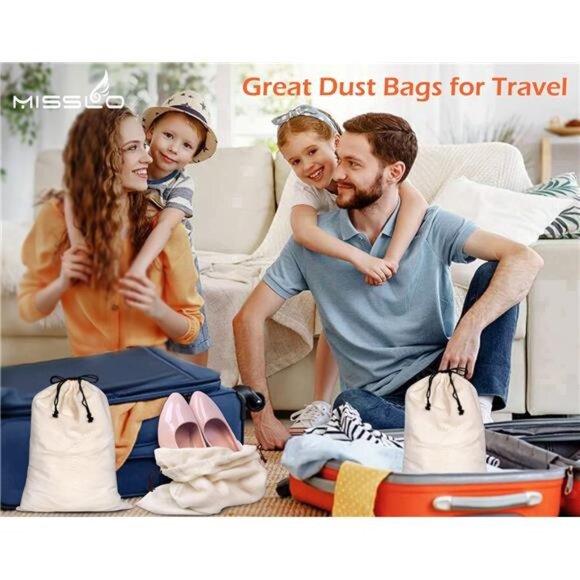 Set of 3 Cotton Breathable Dust-proof Drawstring Storage Pouch Multi-functional - Picture 10 of 16